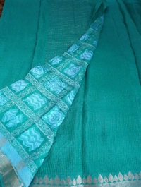 Pure Chinnon With Bandhej Blouse - teal