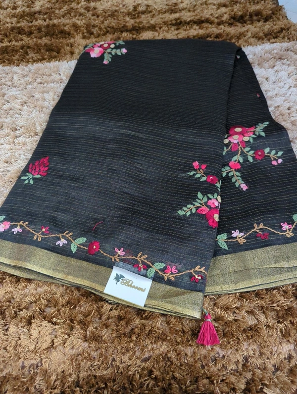 Pure Handloom Lenin Silk - Black