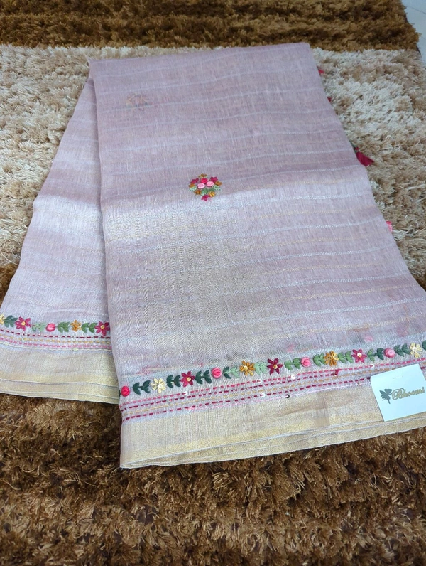Pure Handloom Lenin Silk - Blue Chalk