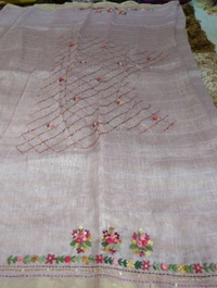 Pure Handloom Lenin Silk - Blue Chalk