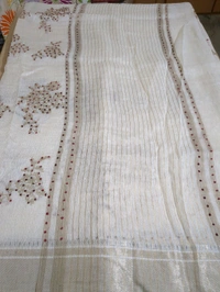 Pure Silk Lenin Designer  - White