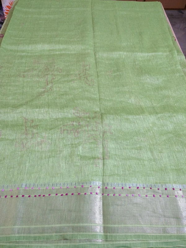 Pure Silk Lenin Designer  - Mint Green