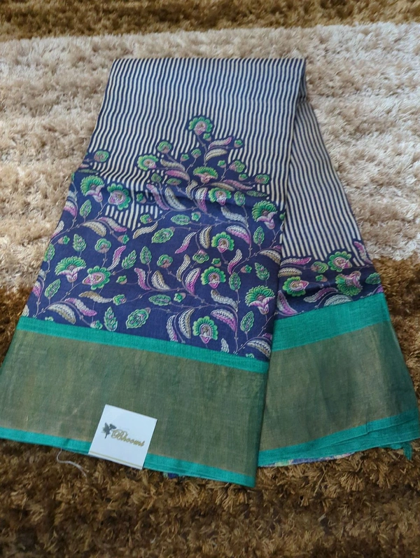 Pure Handloom Tusser Digital  - Blue