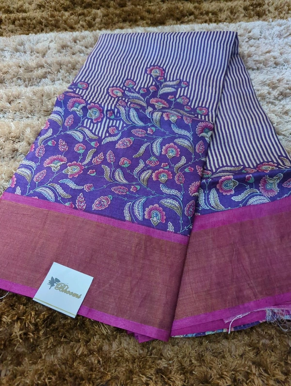 Pure Handloom Tusser Digital  - Electric Violet