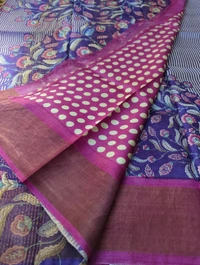 Pure Handloom Tusser Digital  - Electric Violet