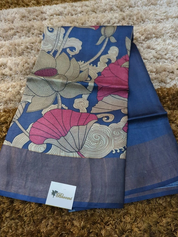 Pure Handloom Tusser Digital  - blue