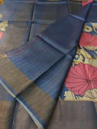 Pure Handloom Tusser Digital  - blue