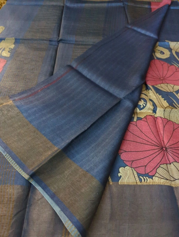 Pure Handloom Tusser Digital  - blue