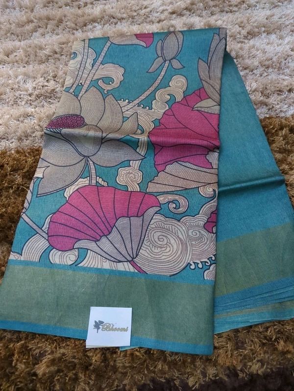 Pure Handloom Tusser Digital  - Teal