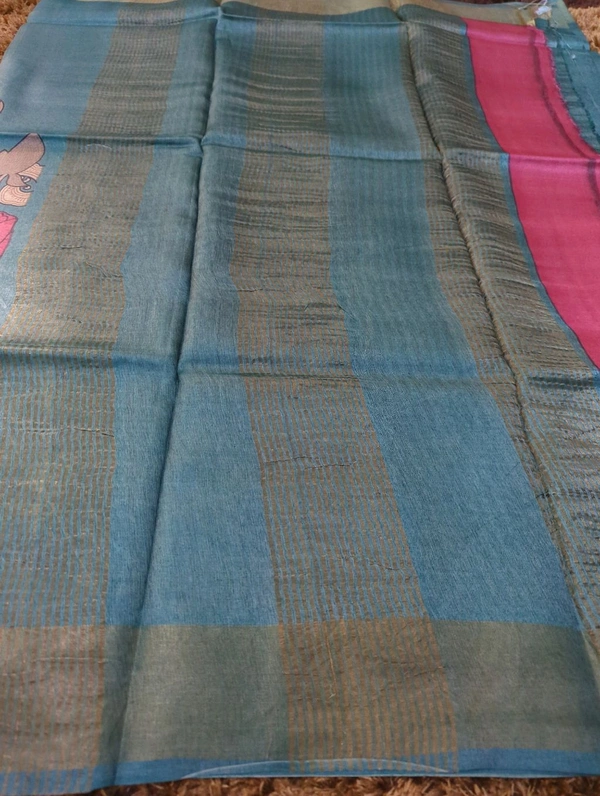 Pure Handloom Tusser Digital  - Teal