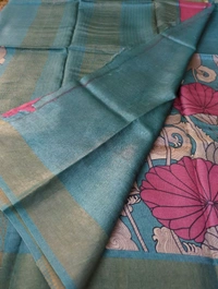 Pure Handloom Tusser Digital  - Teal