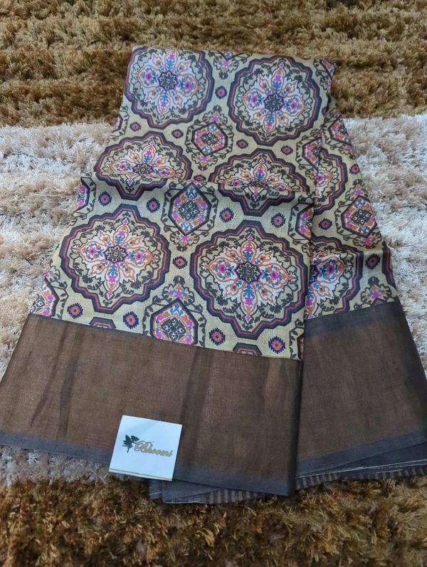 Pure Handloom Tusser Digital - Bone