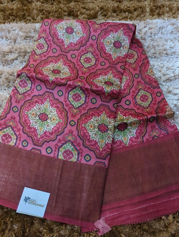 Pure Handloom Tusser Digital - Wild Watermelon
