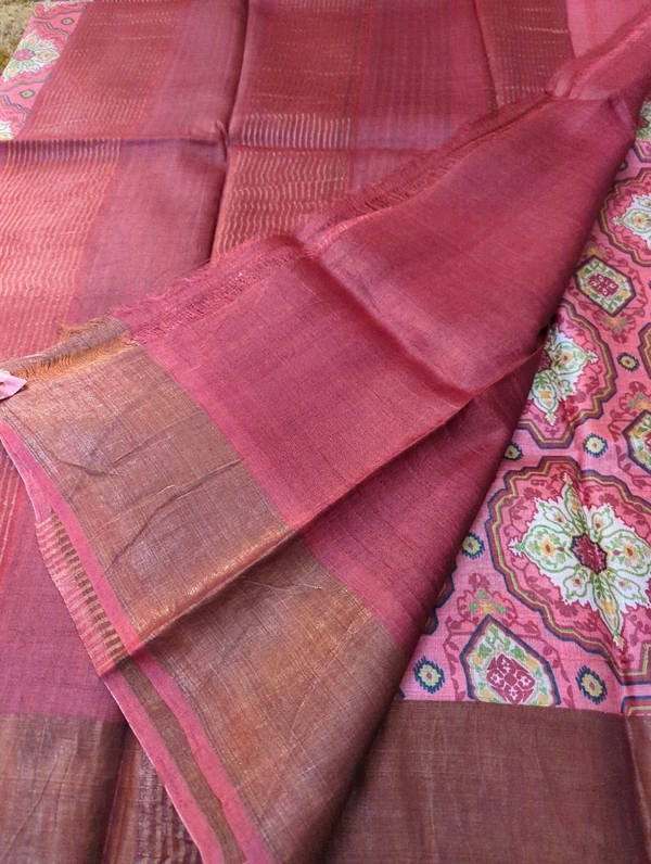 Pure Handloom Tusser Digital - Wild Watermelon