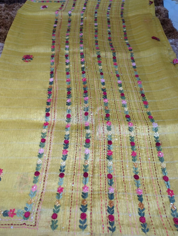 Pure Handloom Lenin Silk - Gold