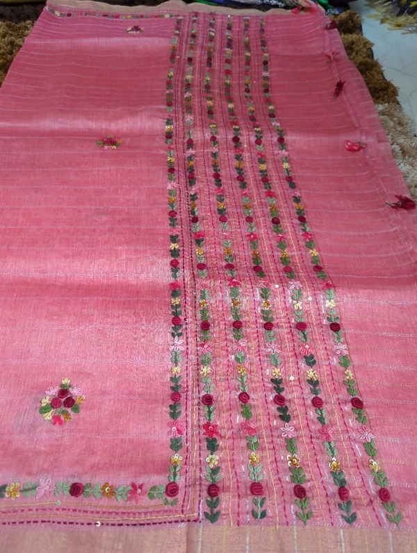 Pure Handloom Lenin Silk - Tickle Me Pink