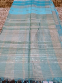 Pure Handloom Tusser Kora - Teal