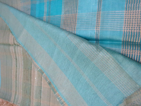 Pure Handloom Tusser Kora - Teal