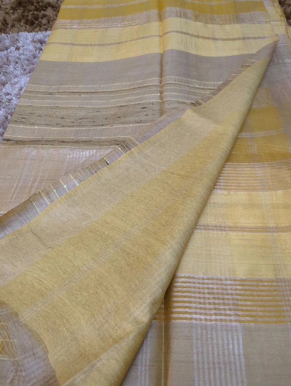 Pure Handloom Tusser Kora - Gold