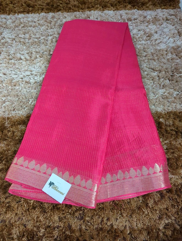 Pure Chinnon With Bandhej Blouse - Wild Watermelon