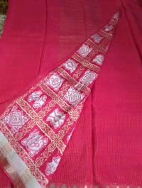Pure Chinnon With Bandhej Blouse - Wild Watermelon