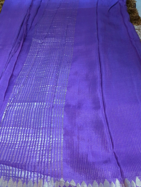 Pure Chinnon With Bandhej Blouse - Electric Violet