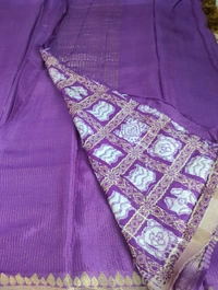Pure Chinnon With Bandhej Blouse - Electric Violet