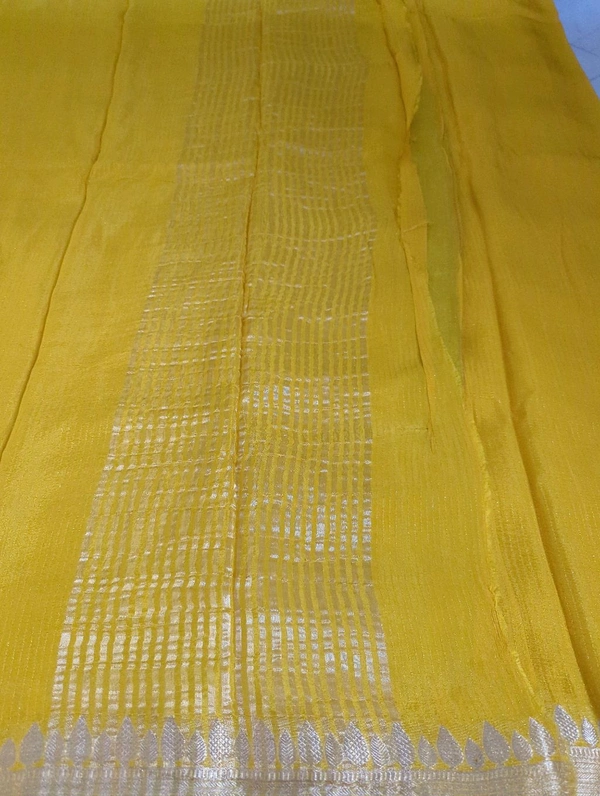 Pure Chinnon With Bandhej Blouse - Gold