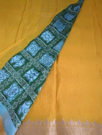 Pure Chinnon With Bandhej Blouse - Gold