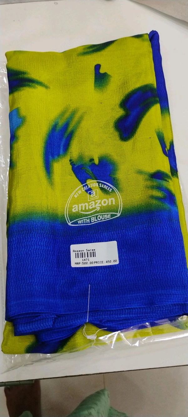 Amazon Saree  - Blue, Free Size