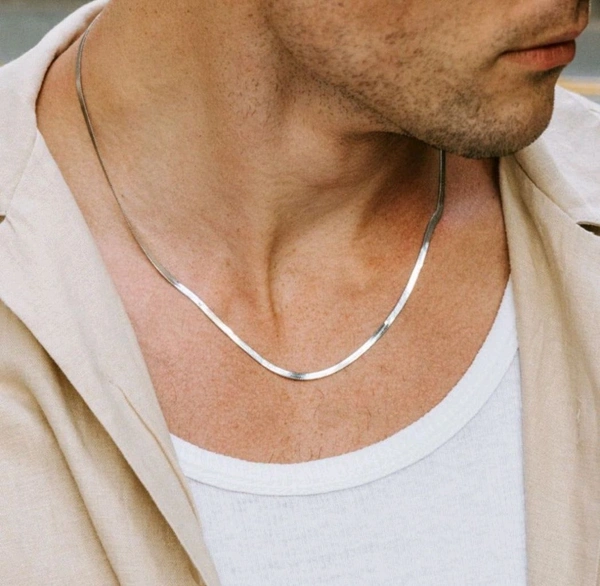 Men's Silver Snake Necklace 