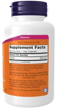 Now Inositol 500 mg - 100 Veg Capsules