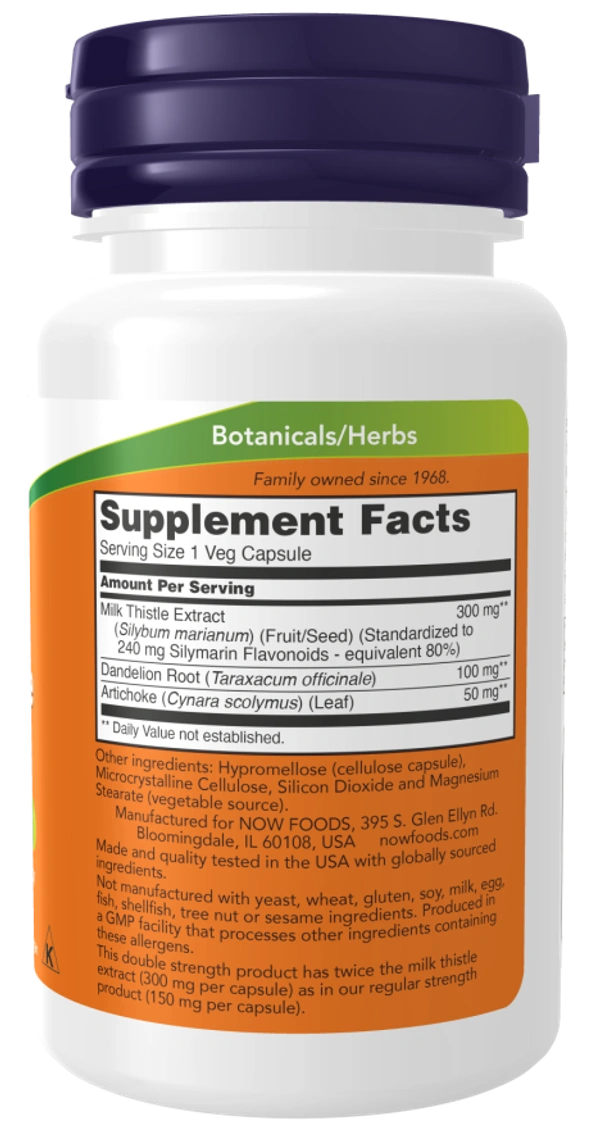 Now Double Strength Milk Thistle Extract 300 mg - 50 Veg Capsules