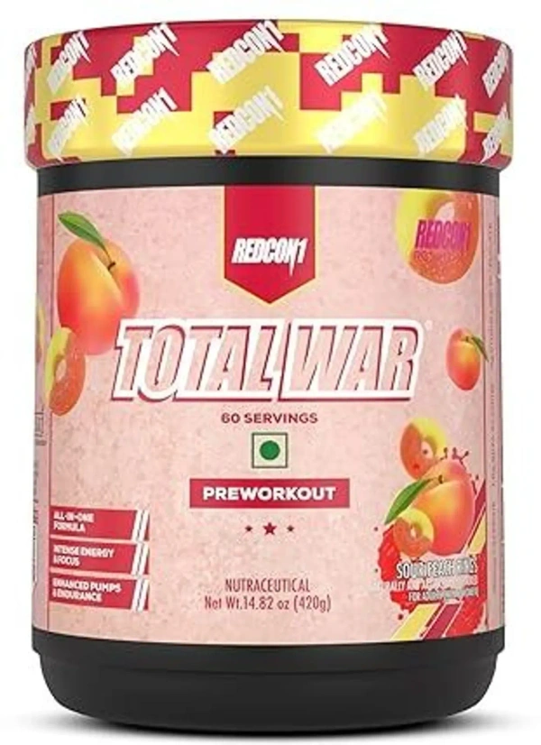 Redcon1 Total War Pre Work Out - 60 servings, Sour Peach Rings