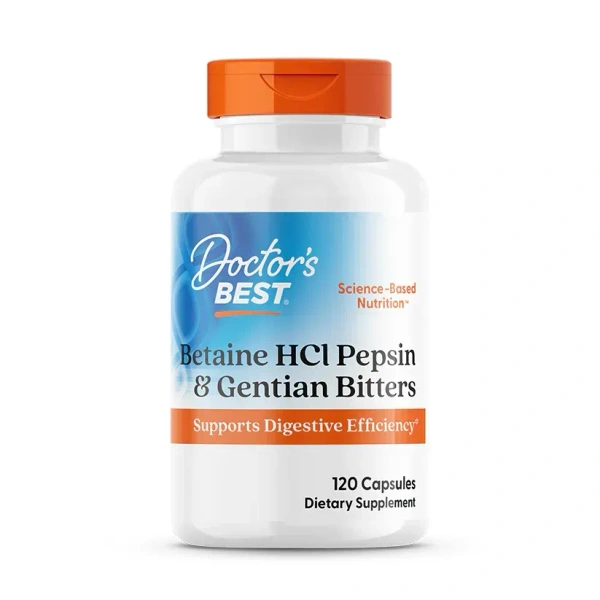 Doctor's Best Betaine HCl, Pepsin & Gentian Bitters - 120 Capsule, NA