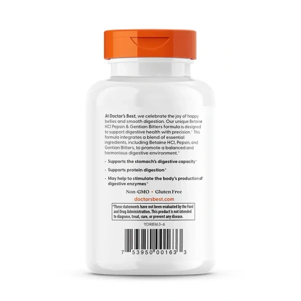 Doctor's Best Betaine HCl, Pepsin & Gentian Bitters - 120 Capsule, NA