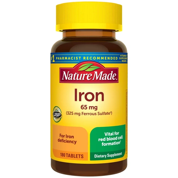 Nature made iron 65 mg (325 mg Ferrous Sulfate) - 180 tablets