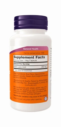 Now Alpha Lipoic Acid 250 mg - 120 Veg Capsules
