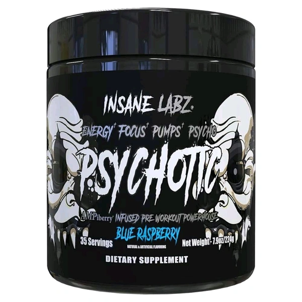 Insane Labz Psychotic Black 35servings - 228g, Blue Raspberry