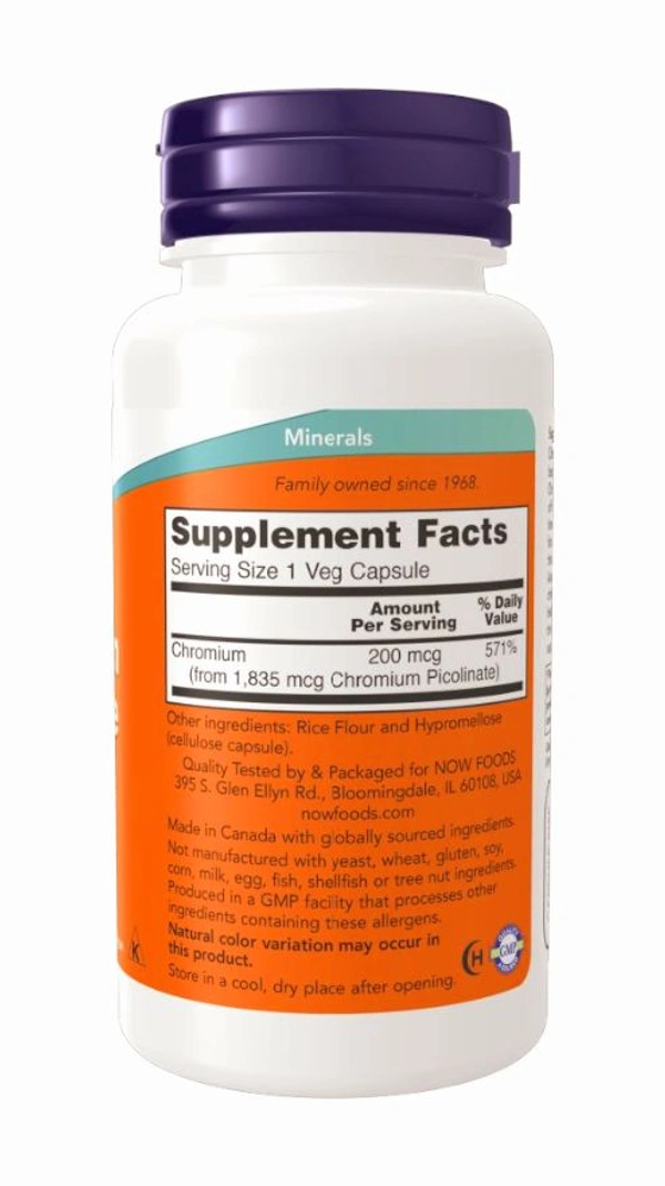 Now Chromium Picolinate 200 mcg Veg Capsules - 250