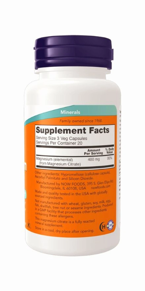 Now Magnesium Citrate 200 Mg - 240 Veg Capsules