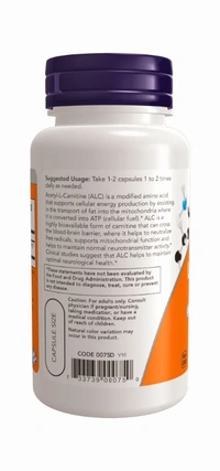 Now Acetyl-L-Carnitine 500 mg - 100 Veg Capsules