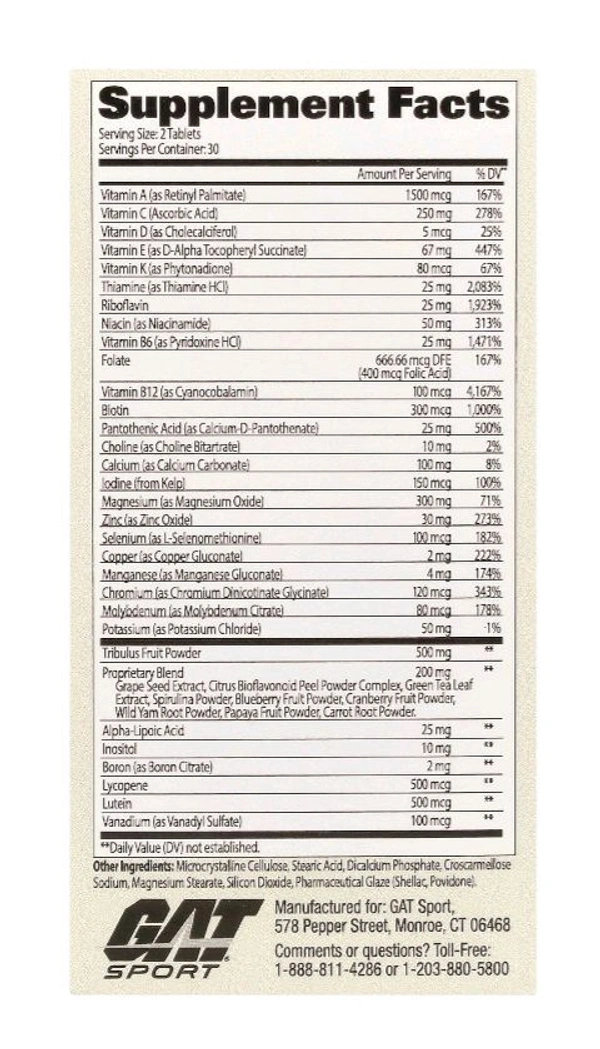 GAT Sport Mens Multi + Test - 60 Tablets