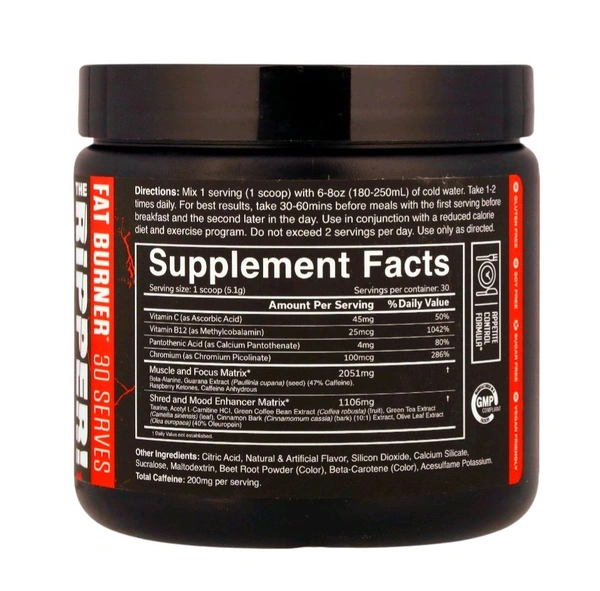 JNX Sports
The Ripper, Fat Burner, Blood Orange, - 5.4 oz (153 g)