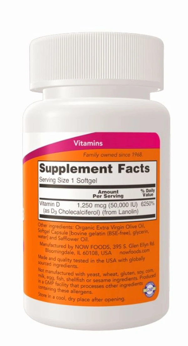 Now Vitamin D-3 50,000 IU - 50 Softgels