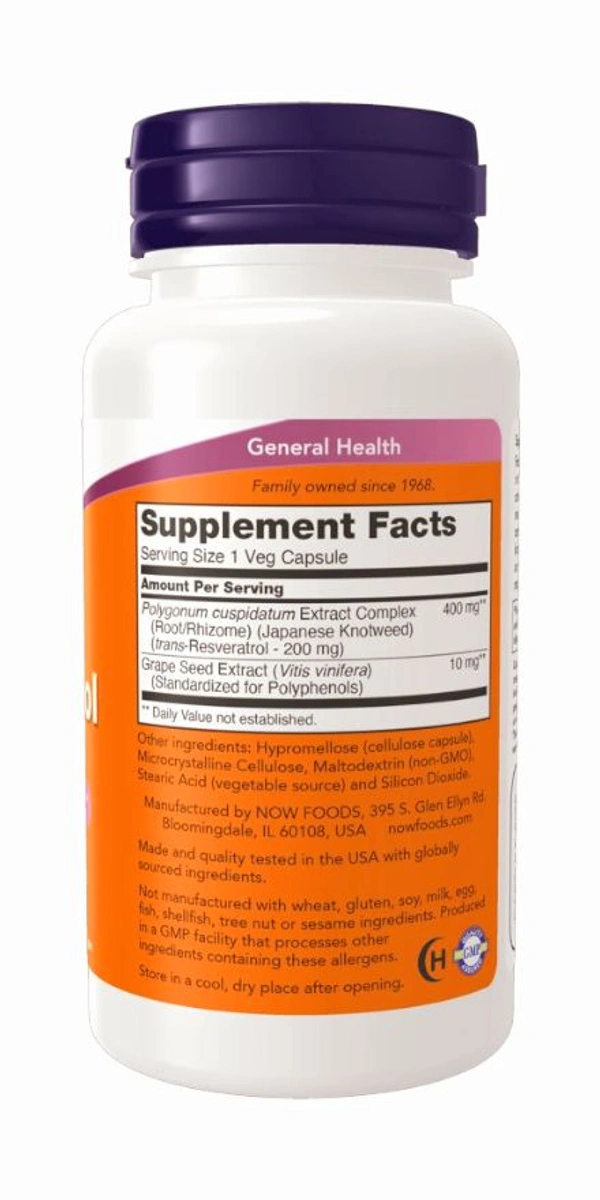 Now Resveratrol 200 mg - 60 Veg Capsules