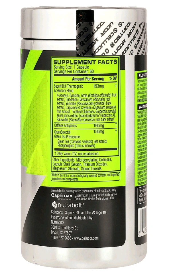 C4 / Cellucor
Super HD, High-Definition Fat Burner, - 60 Capsules