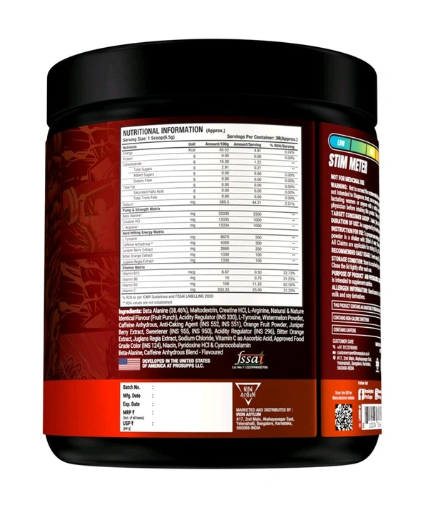 ProSupps Hyde Xtreme Pre Workout 30servings - (195 g), Fruit Punch