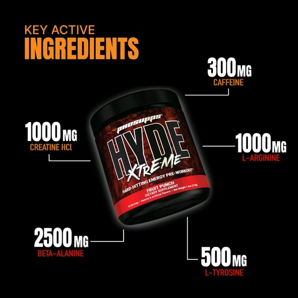 ProSupps Hyde Xtreme Pre Workout 30servings - (195 g), Fruit Punch