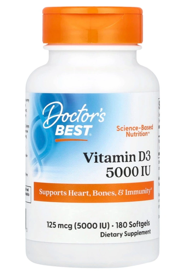 Doctor's Best Vitamin D3, 125 mcg (5,000 IU) - 180 Softgels